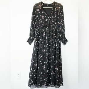 Madewell Georgette Smocked Midi Dress in Backyard Blooms, size Large